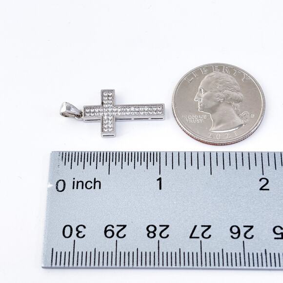 Vintage Sterling Silver 925 Cubic Zirconia Cross Pendant - Picture 7 of 7